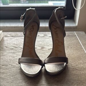 Sam Edelman Silver Heels with Metallic Finish